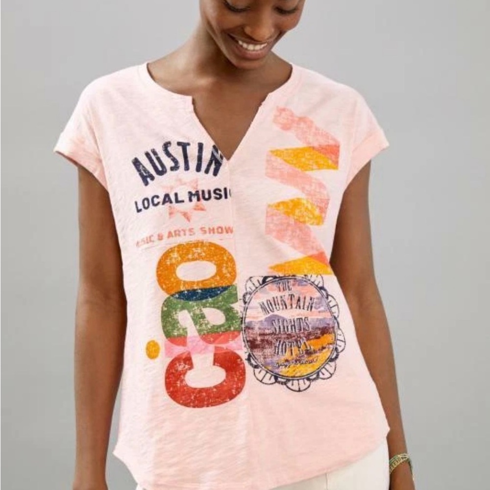 Anthropologie Peach Graphic Tee